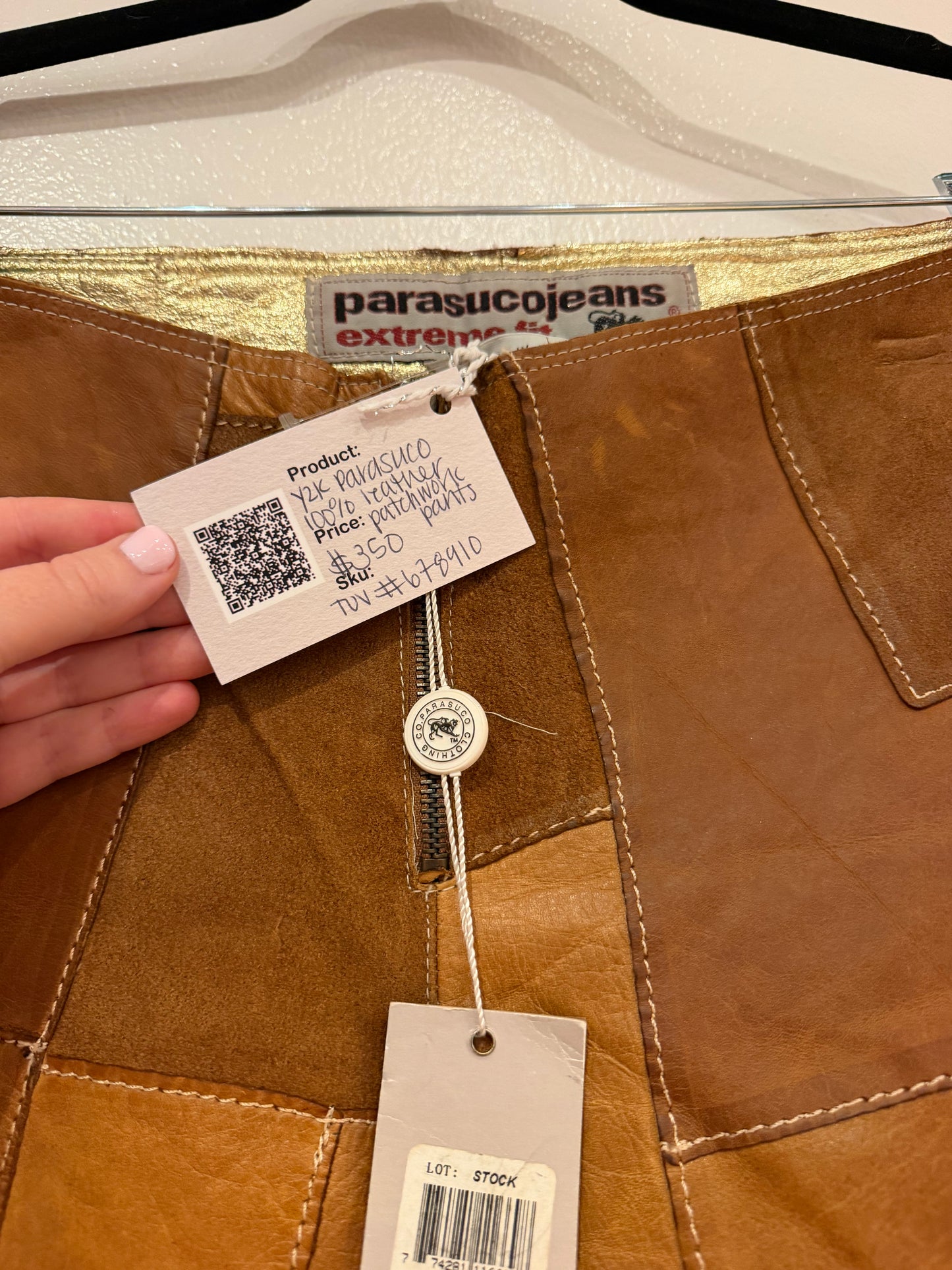 Y2K Parasuco 100% leather patch work pants - TUV #678910