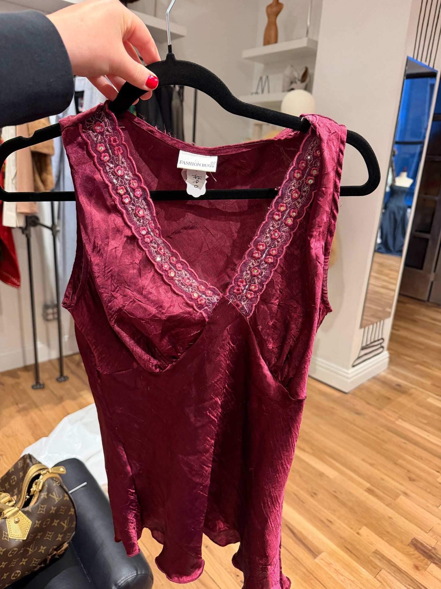 Burgundy Lace tank top size small