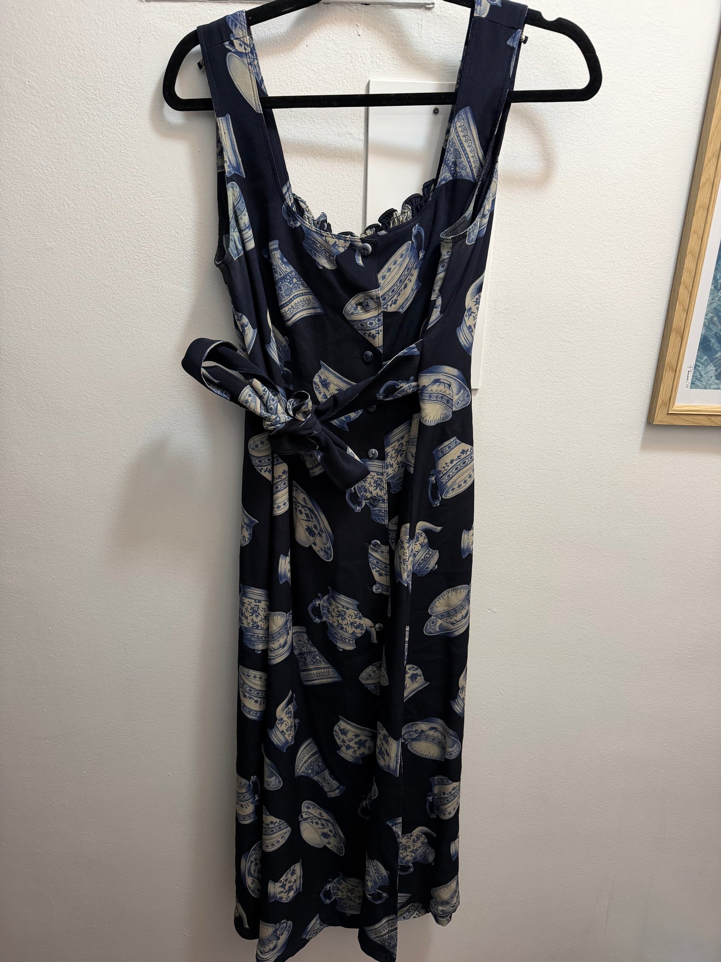 100% silk navy ginger jars dress - TUV #22222