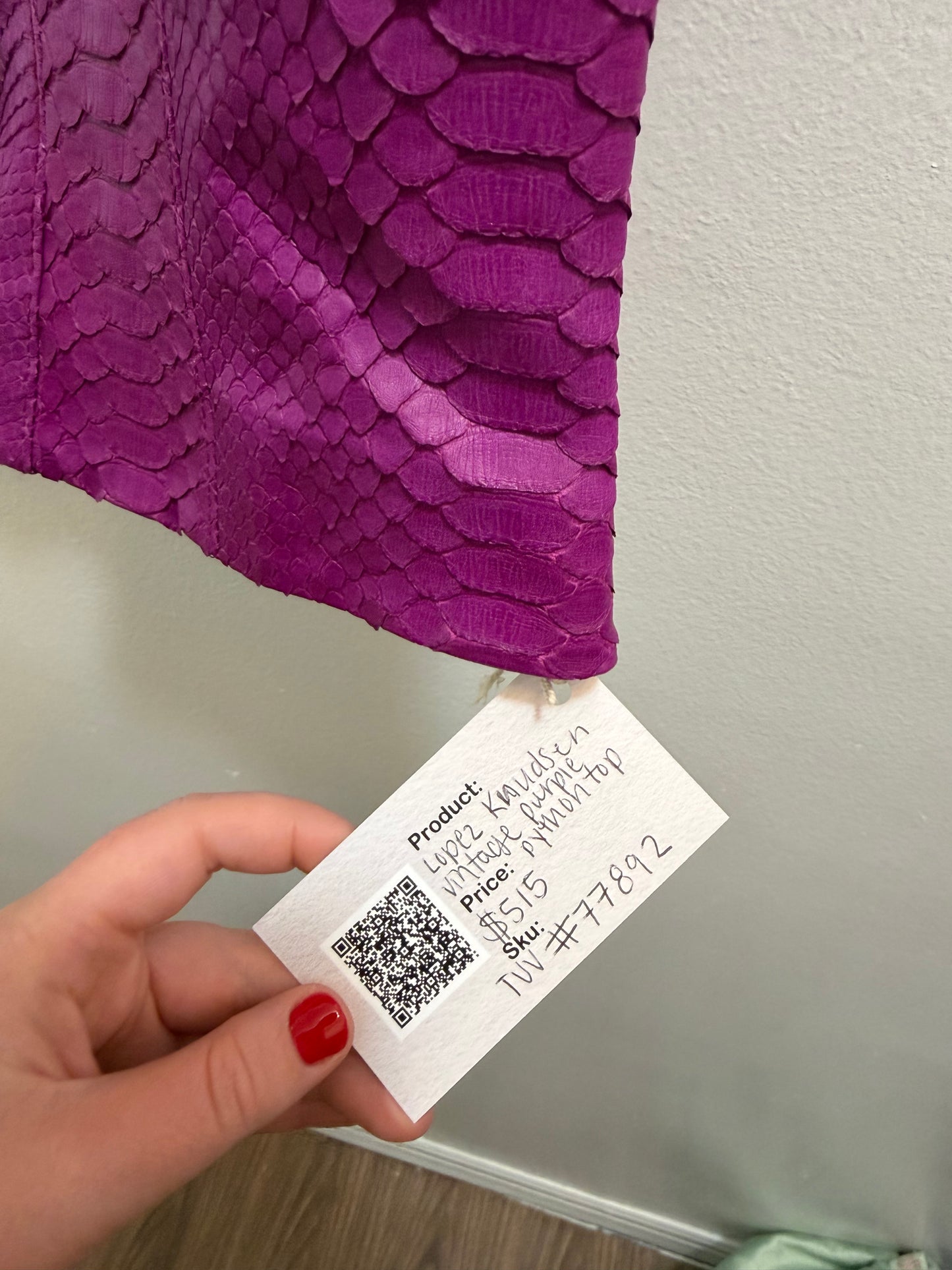 Lopez Knudsen vintage purple python top - sku tuv #77892