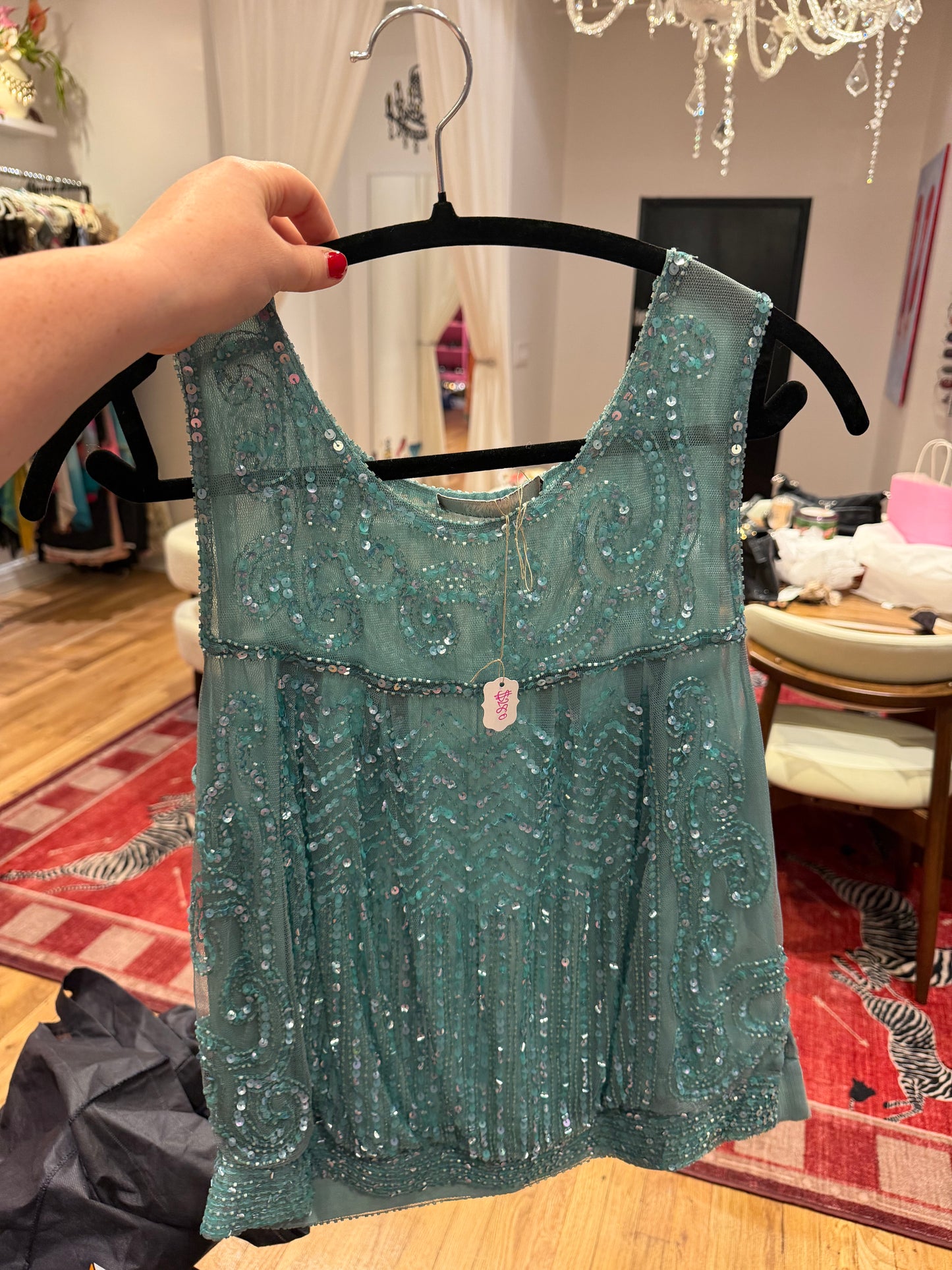 Blumarine blue bedazzled tank top sku tuv #12