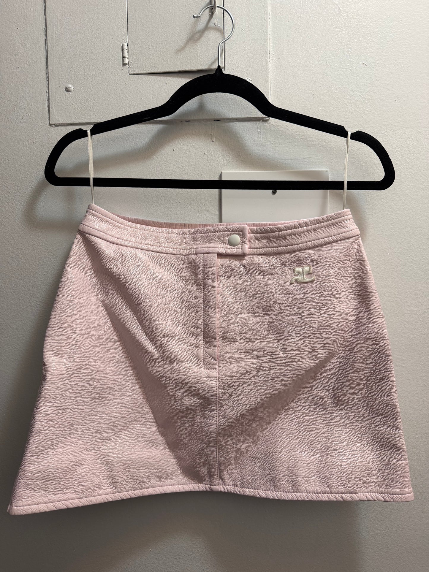 “As Is” Courreges pale pink vinyl jacket and skirt set - TUV #892132