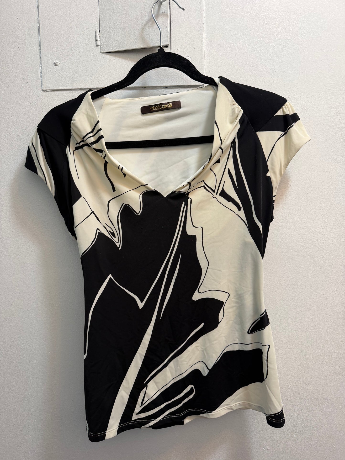 Roberto Cavalli Spandex shirt black and white