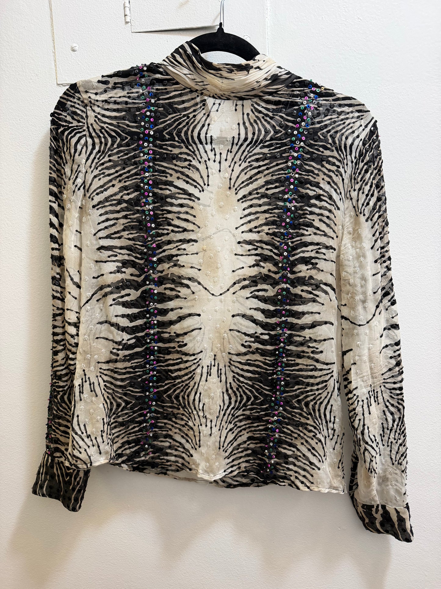Zebra bedazzled 100% silk shirt - TUV #65768
