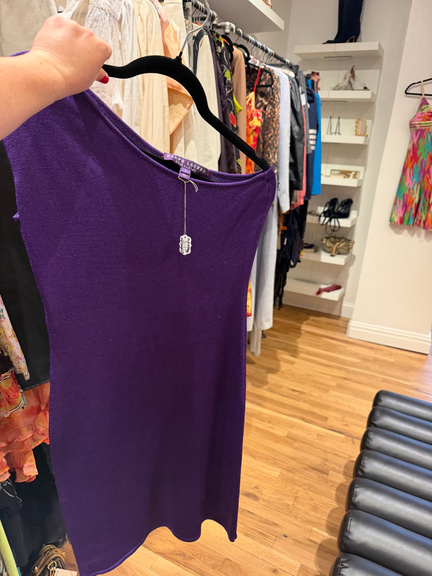 Ralph Lauren purple label purple one shoulder wool knit dress - tuv #104