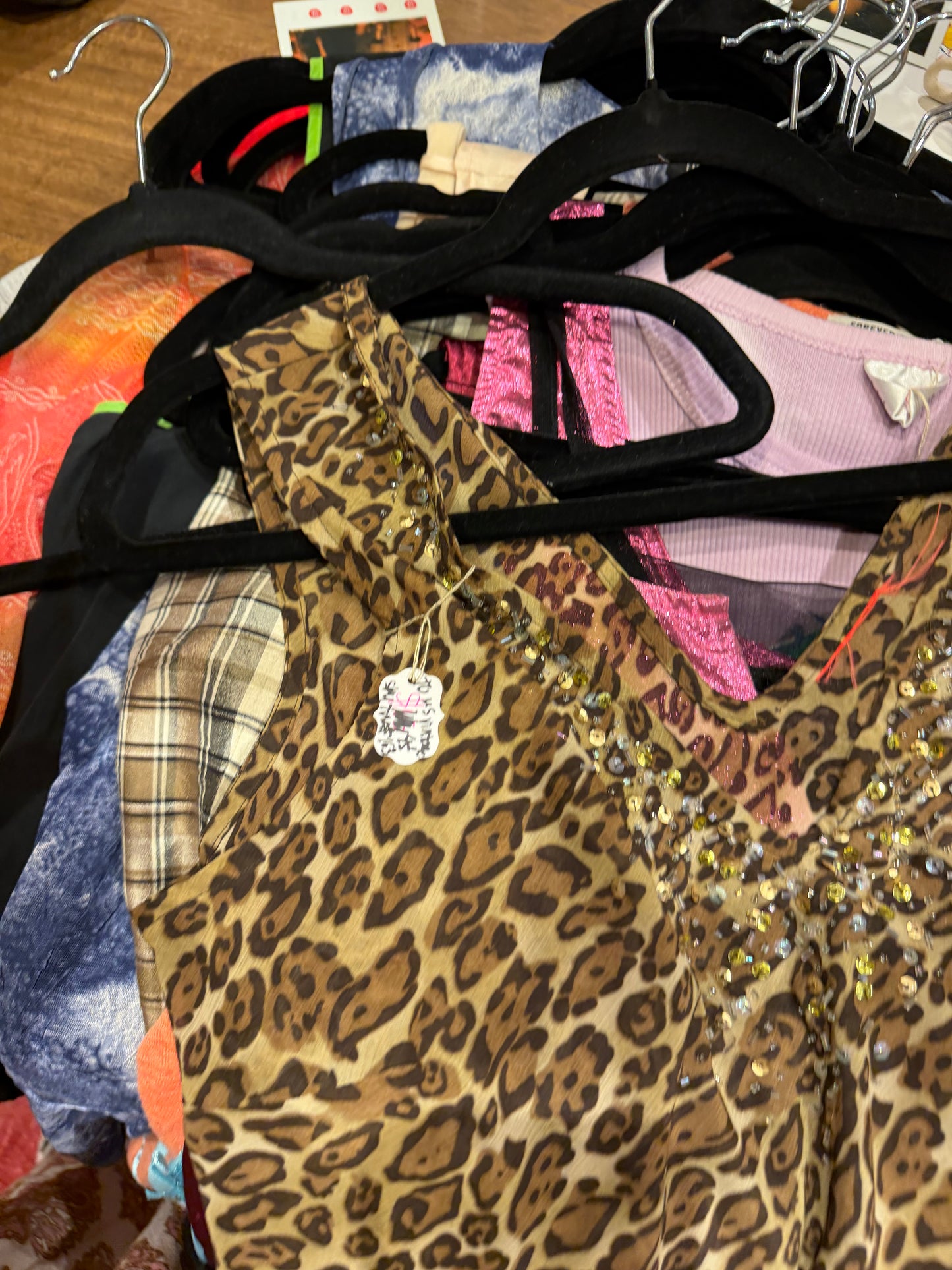 Cheetah tank top with bedazzled top - SKU tuv #263