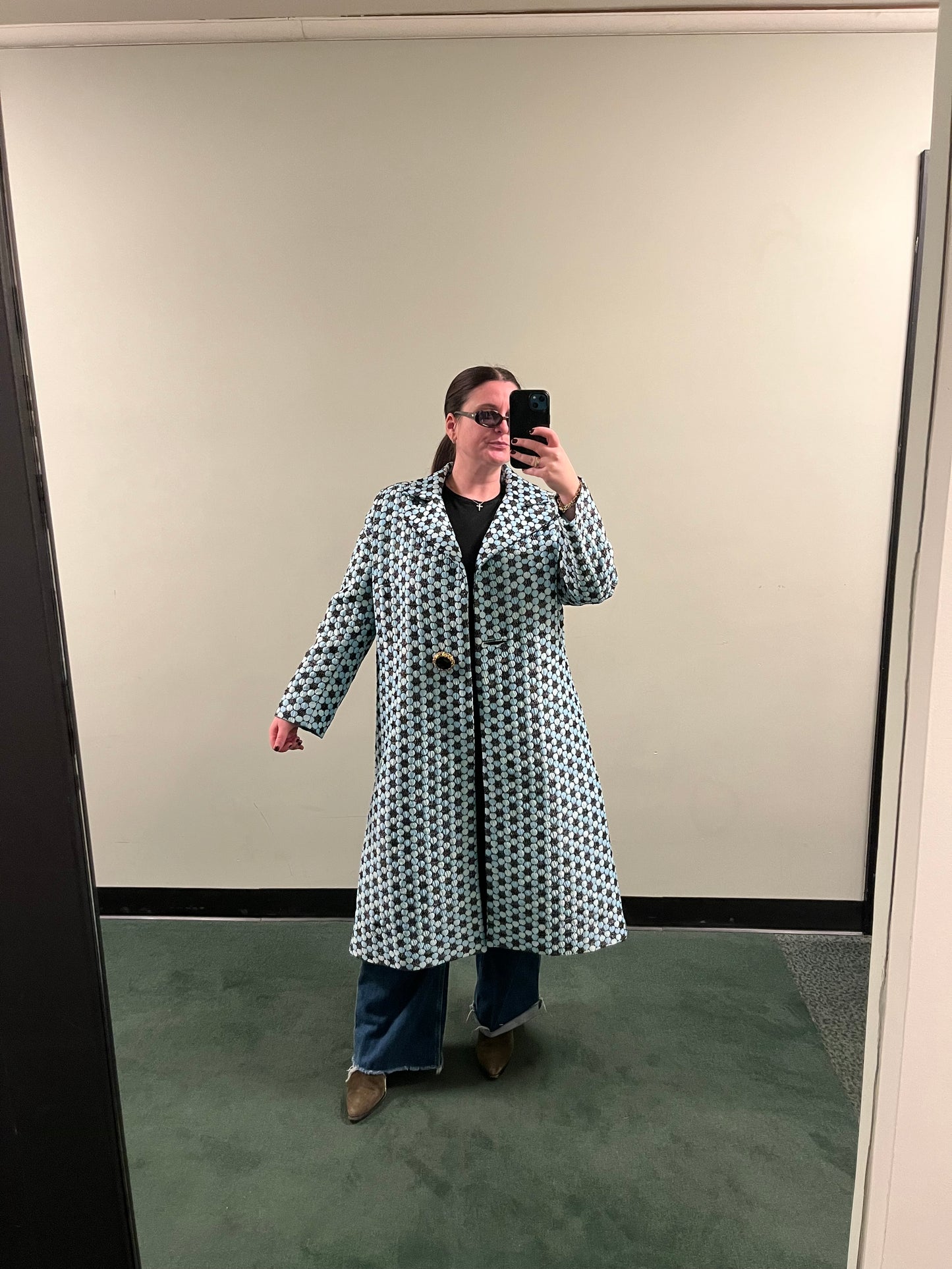 Italian Iridescent Black and Blue Oversized Jacket - sku tuv #5135