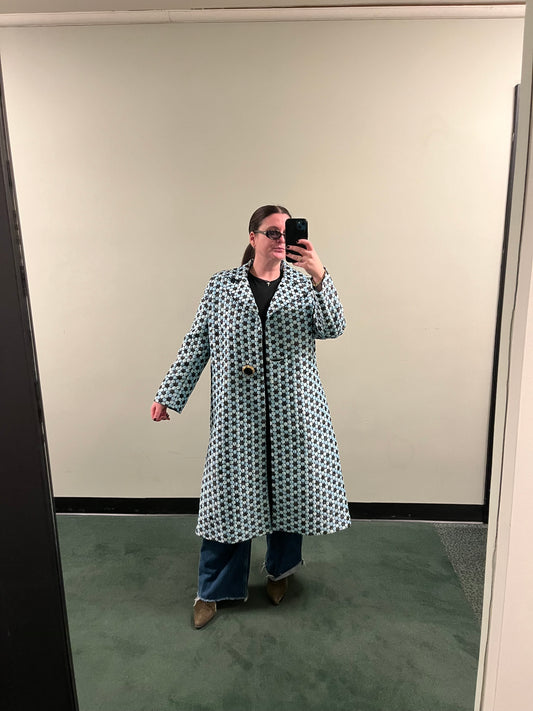 Italian Iridescent Black and Blue Oversized Jacket - sku tuv #5135