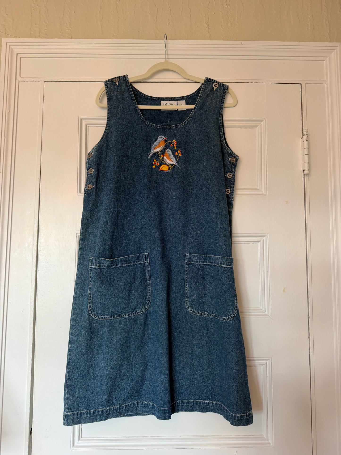 Denim dress with birds on it - sku tuv #65789