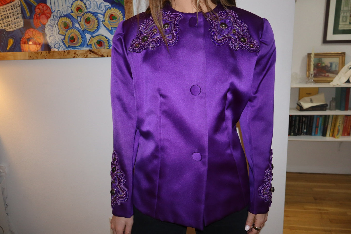 Vintage Purple Givenchy Embellished Blazer with Stunning Embroidery- size M - sku TUV #2000