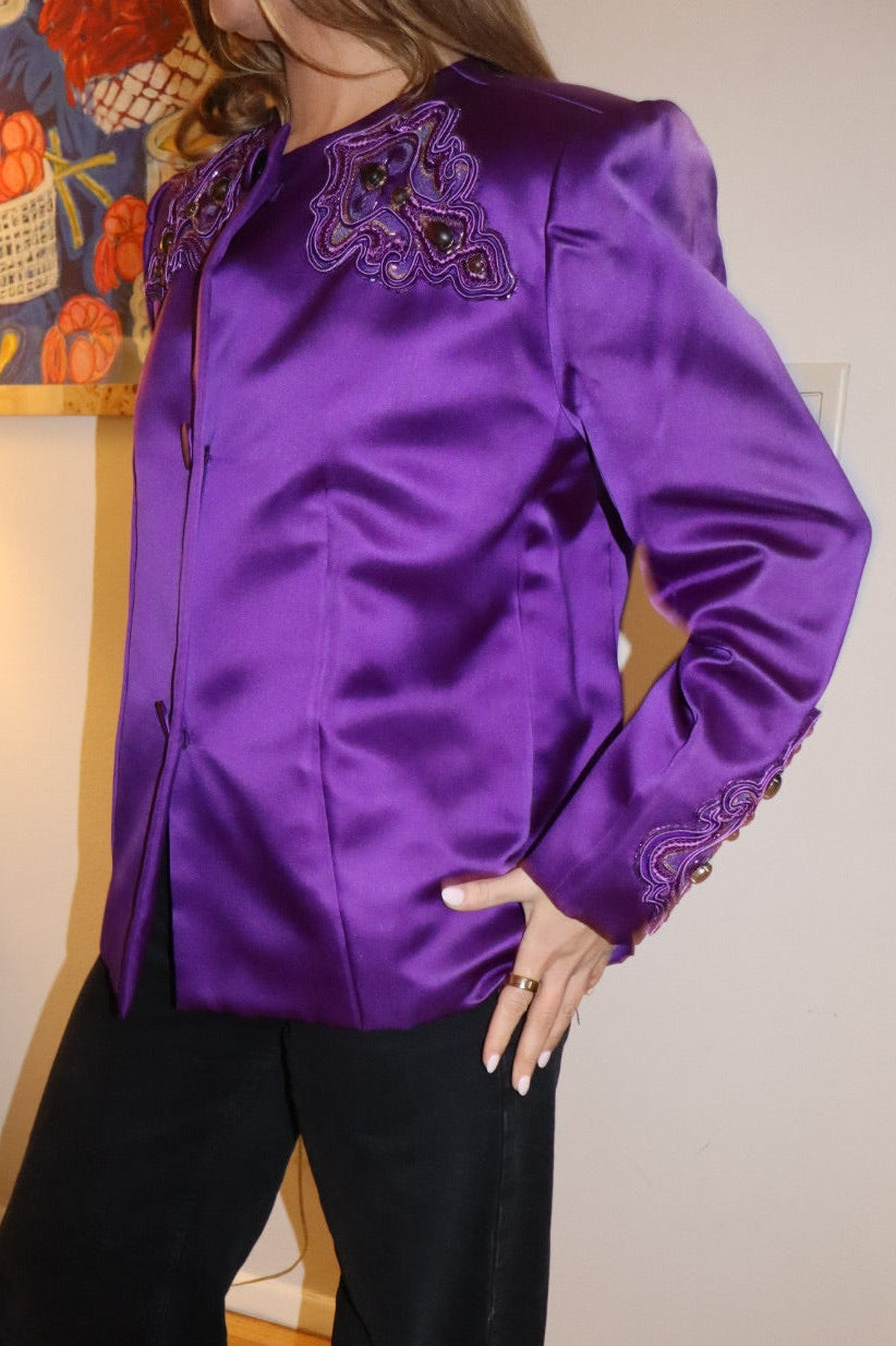 Vintage Purple Givenchy Embellished Blazer with Stunning Embroidery- size M - sku TUV #2000