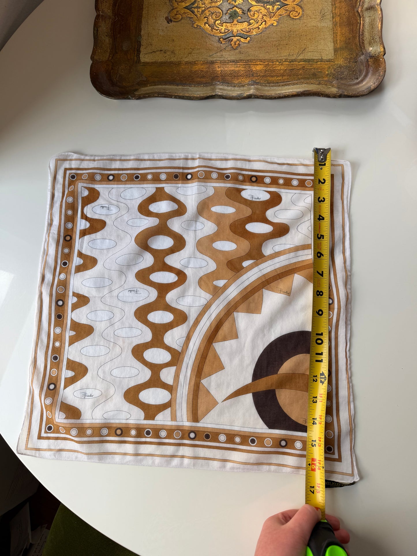 Vintage Emilio Pucci Brown/Mocha Cotton Scarf - 1960s/1970s era - sku TUV #8970