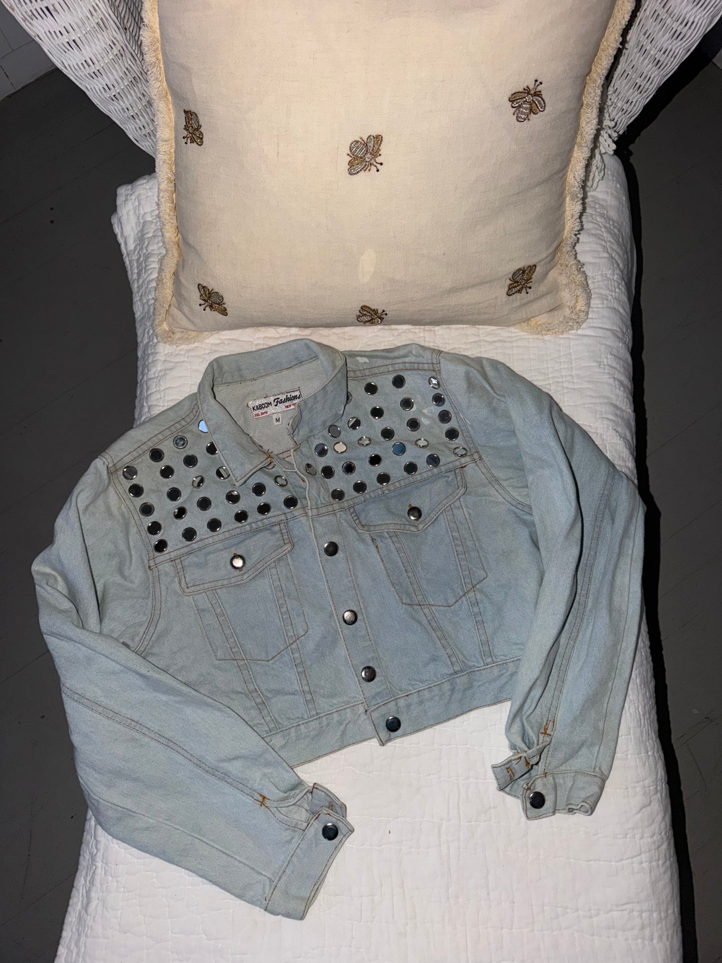 Y2K denim mirrored jean jacket set - sku tuv #32345