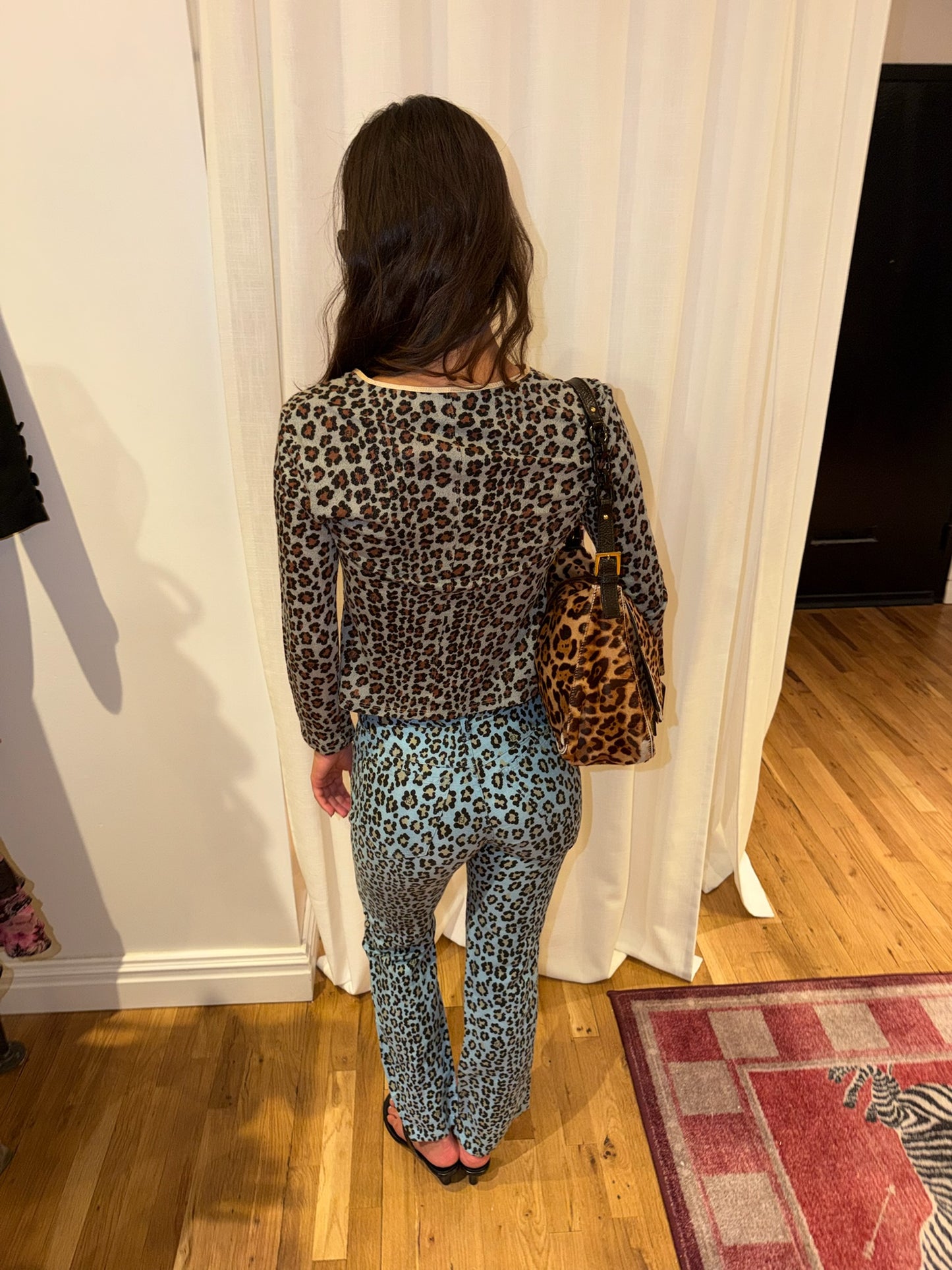 Blue Fendi Cheetah button down cardigan - SKU tuv #382