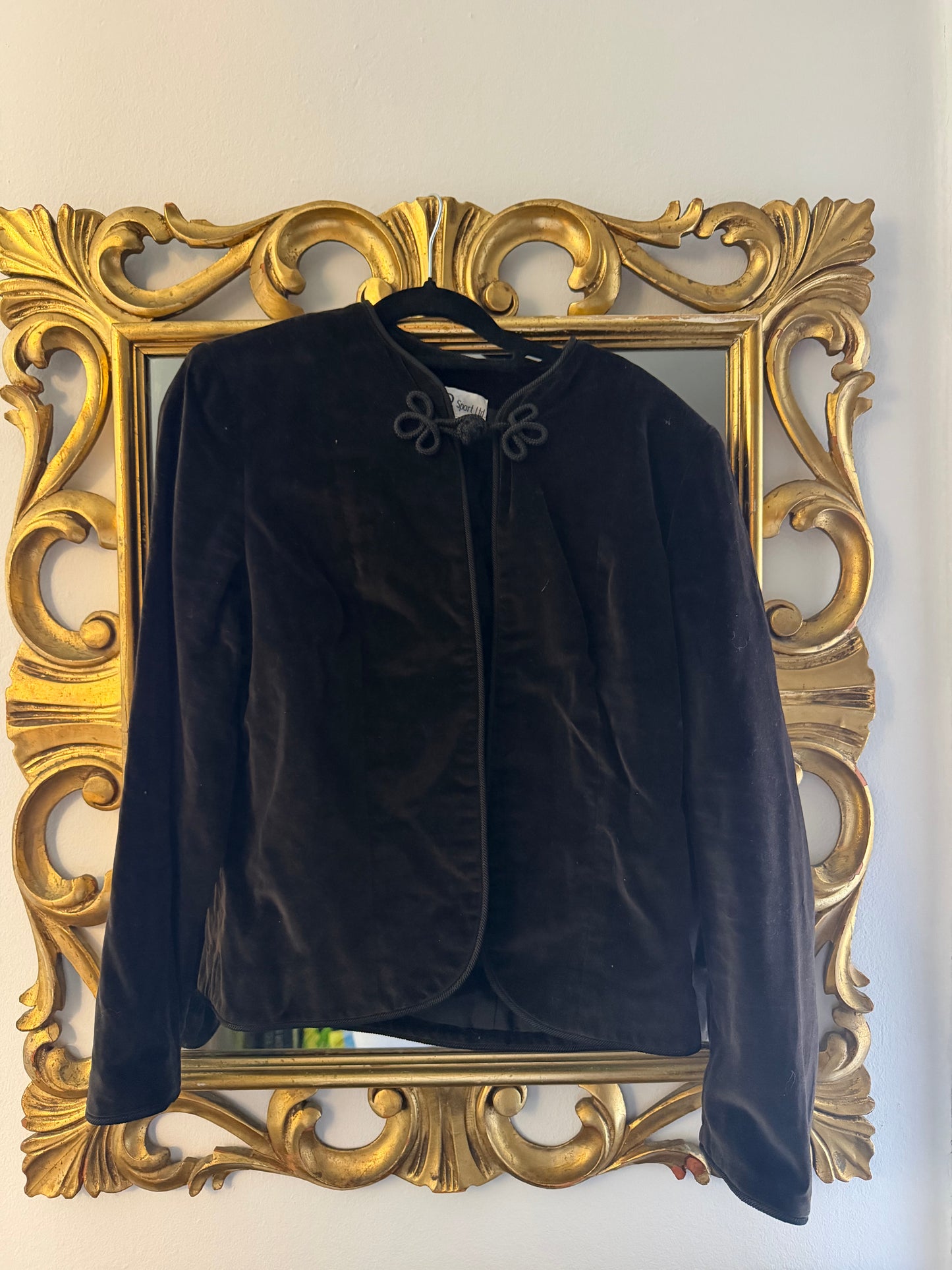100% cotton black blazer with frog closures- size m/l