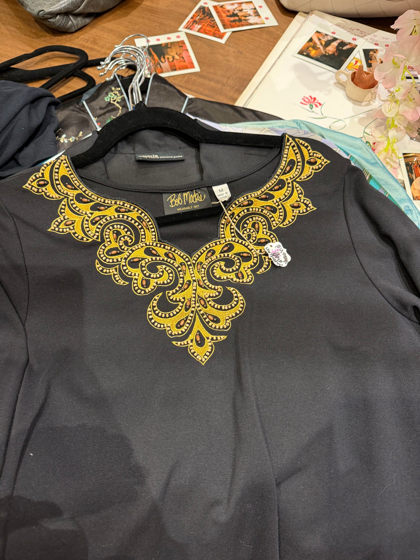 Bob Mackie Black beaded top - sku tuv #400