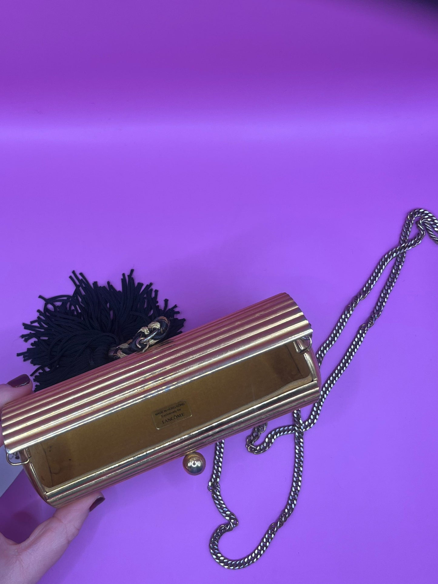 Rare Vintage Lancome Cylinder Evening Bag with Tassel Detail -SKU TUV #88560