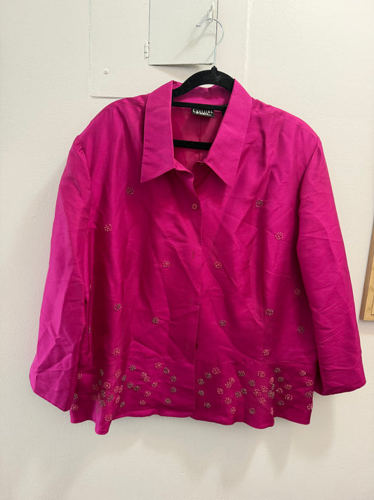 Crossing point pink beaded silk top - sku tuv #2001