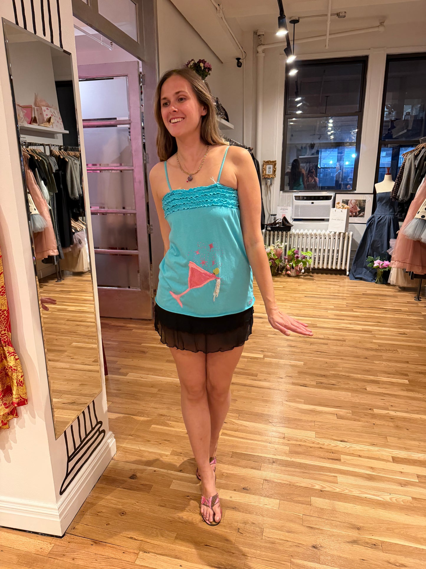 Upcycled pink cosmo tank top - SKU TUV #137
