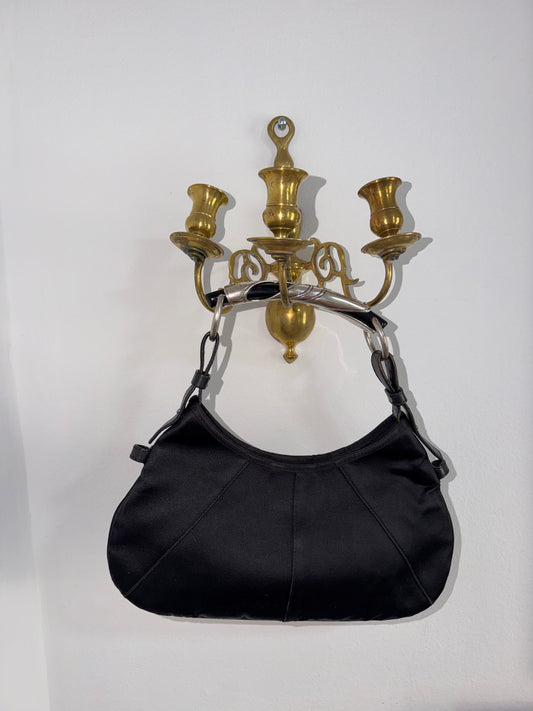 Tom Ford Era Archival Yves Saint Laurent Black Satin Mombasa Bag - sku TUV #49987