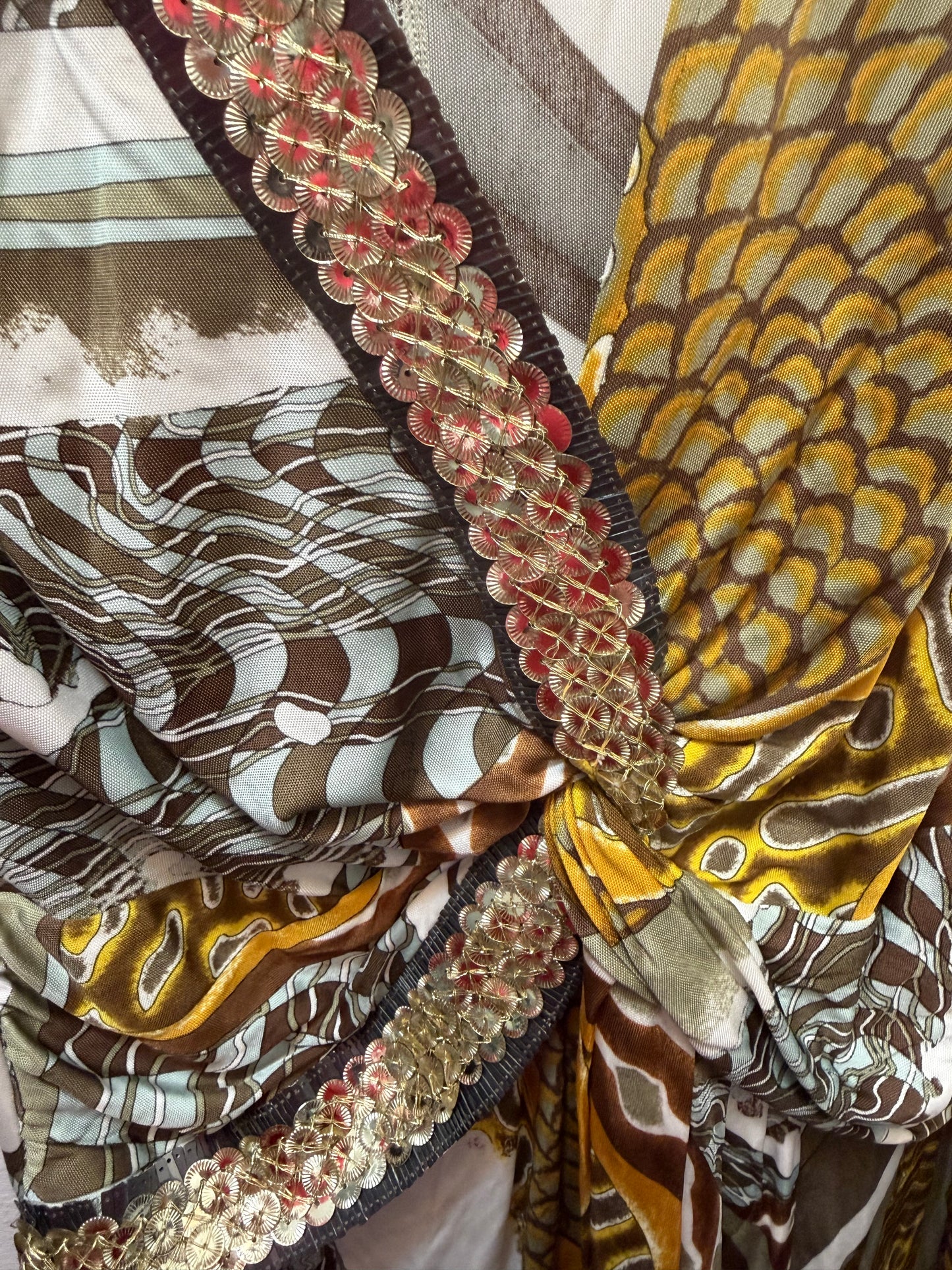 Vintage Emilio Pucci Abstract Jersey Dress with Sequin Details - US size 8 - sku tuv #94