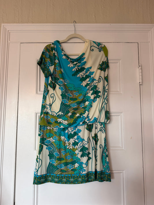 Pucci inspired green blue and white dress - SKU TUV #54321