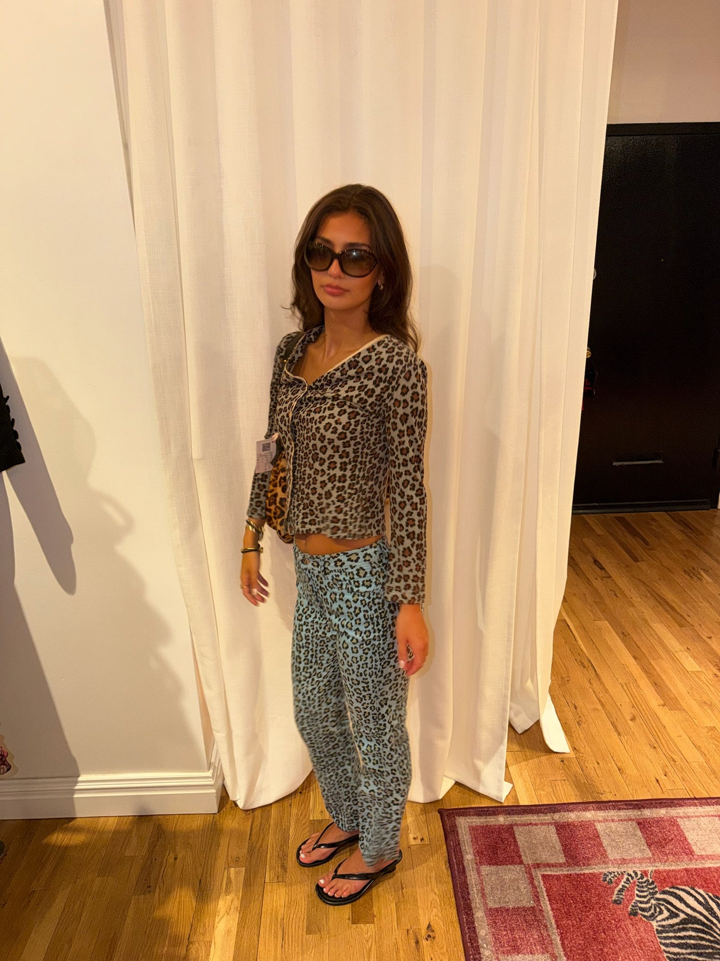 Blue Fendi Cheetah button down cardigan - SKU tuv #382