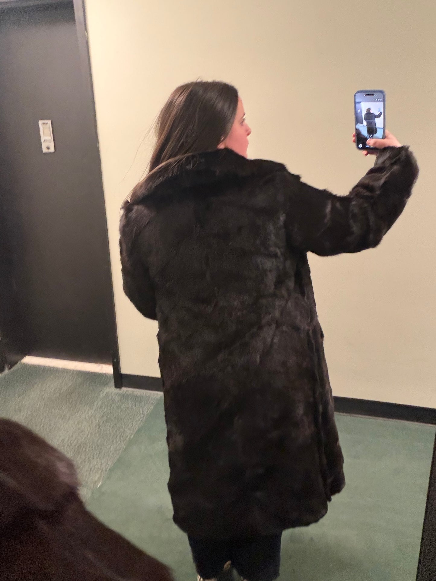 Full Length Chocolate Brown Rabbit Fur Coat - sku tuv #555