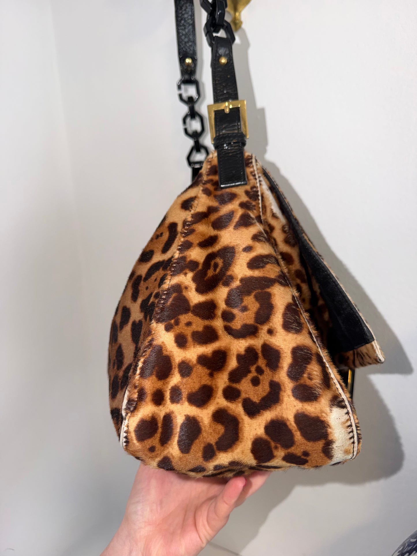 Rare Vintage Pony Hair Cheetah Mama Baguette