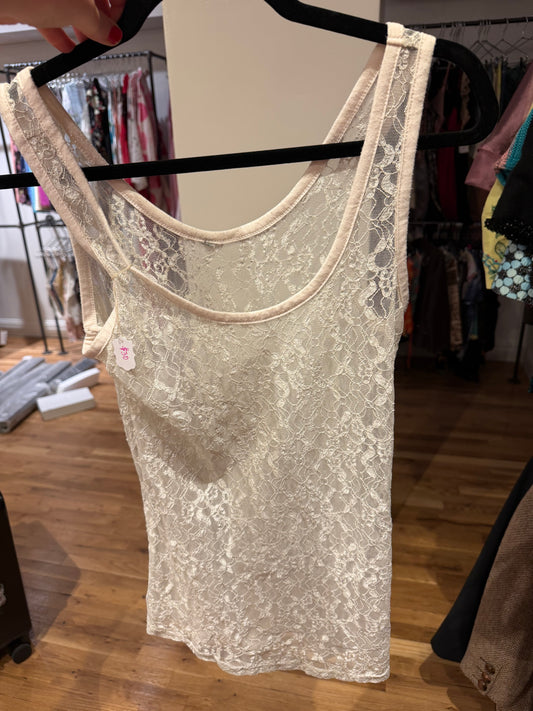Lace sheer white tank top- SKU tuv #120