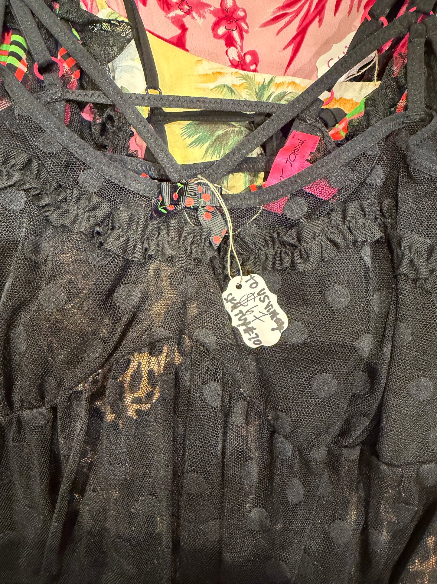Y2K Betsey Johnson Sheer Slip Dress with Polka Dots - SKU TUV #70