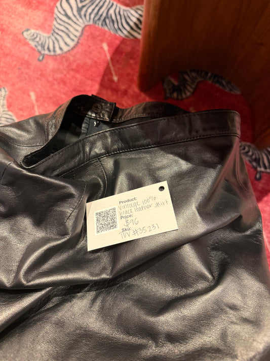 Vintage 100% leather black skirt - TUV #35231