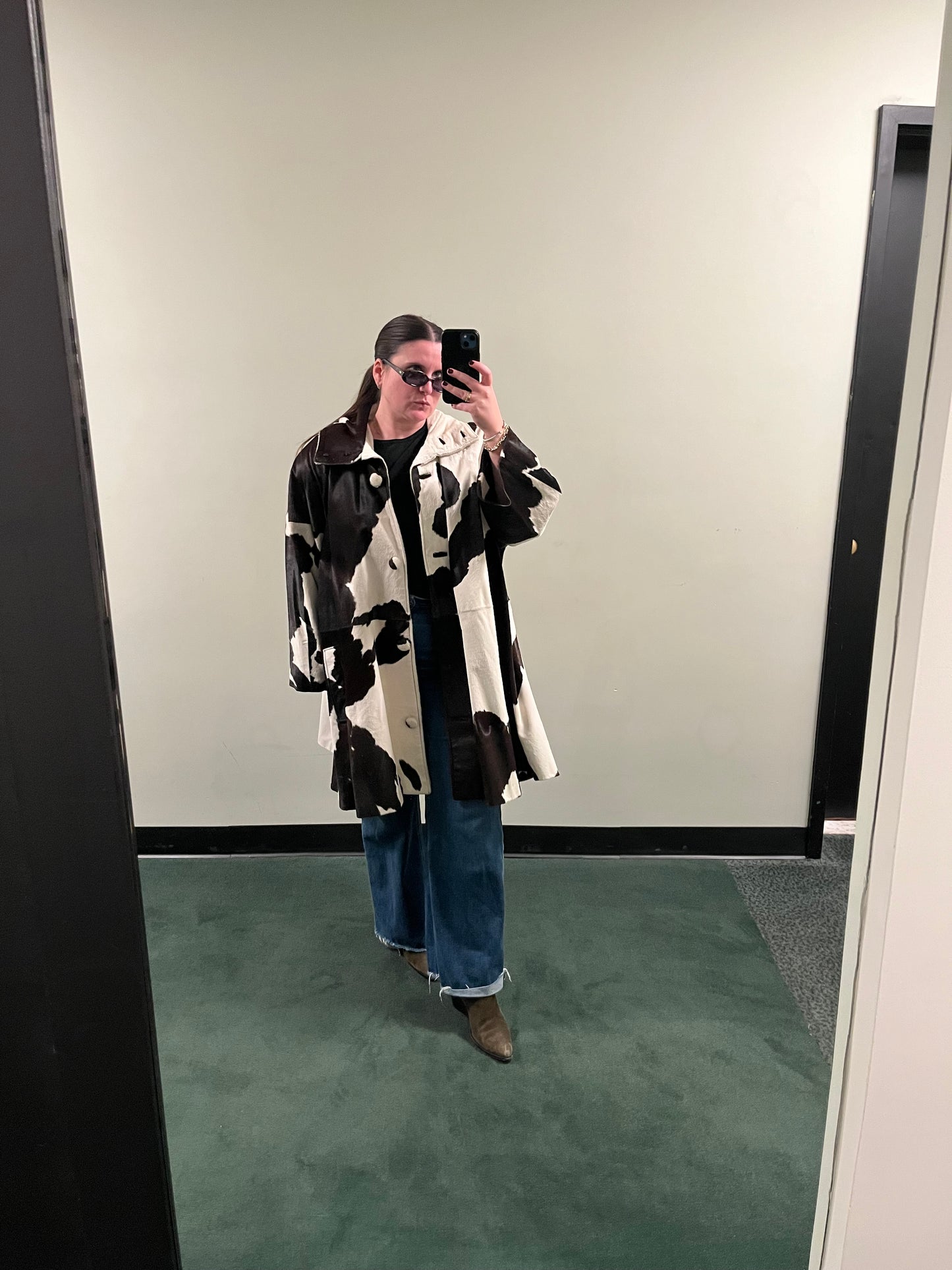 Mohl New York Fur Company Calf Hair Cow Hide Print Jacket with detachable hood - #7896