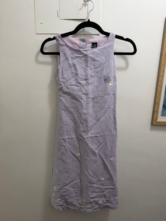Purple Linen dress from 2000 with flowers - TUV #85026