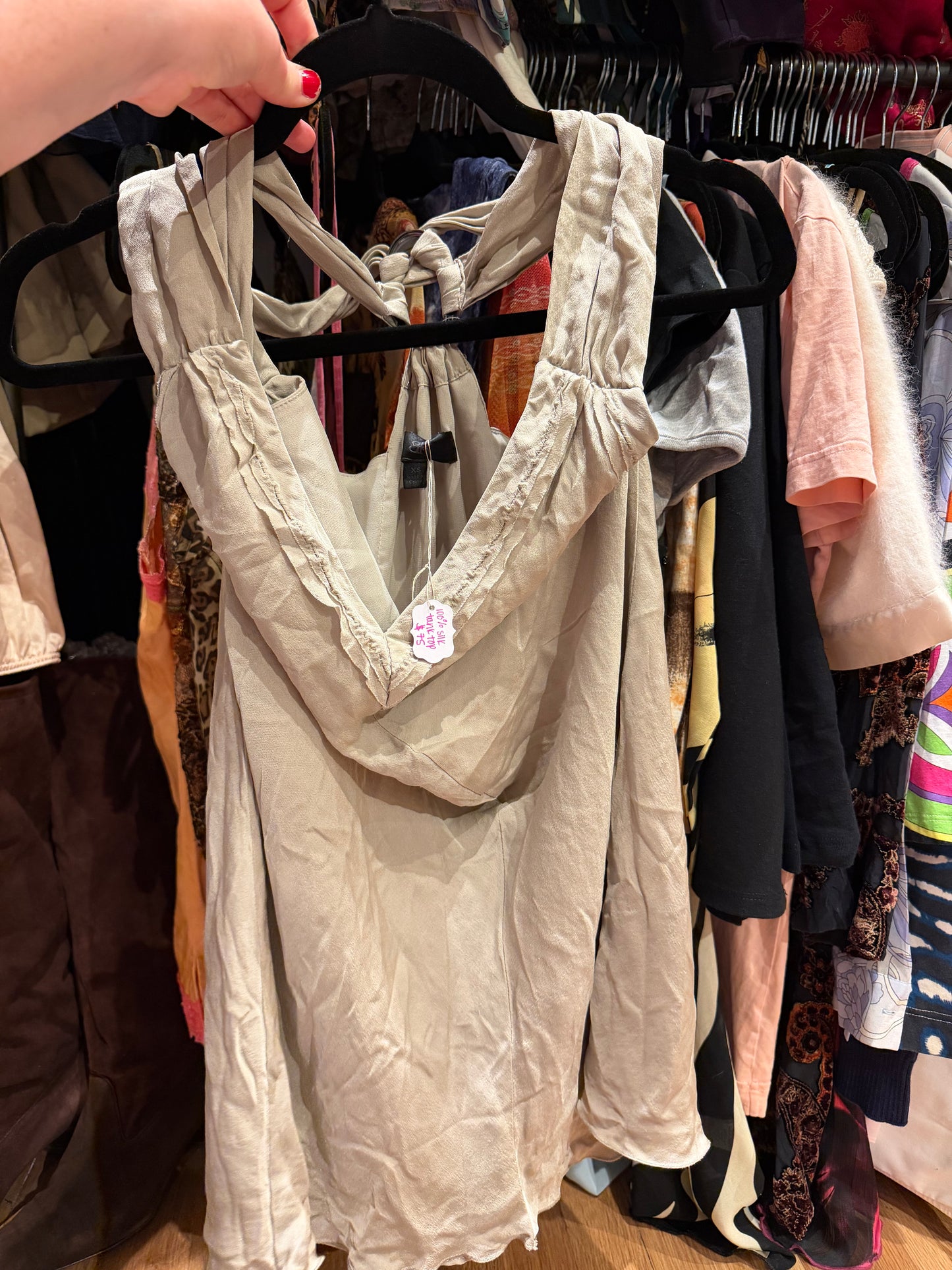 Banana Republic 100% silk tank with metal detail