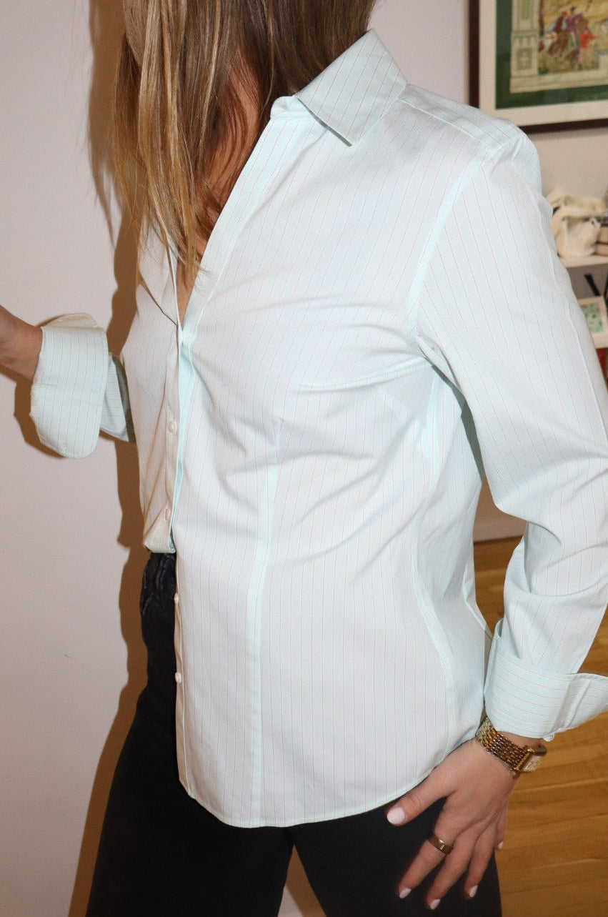 Brooks Brothers Sample (1 of 1) blue pinstripe button down size 6