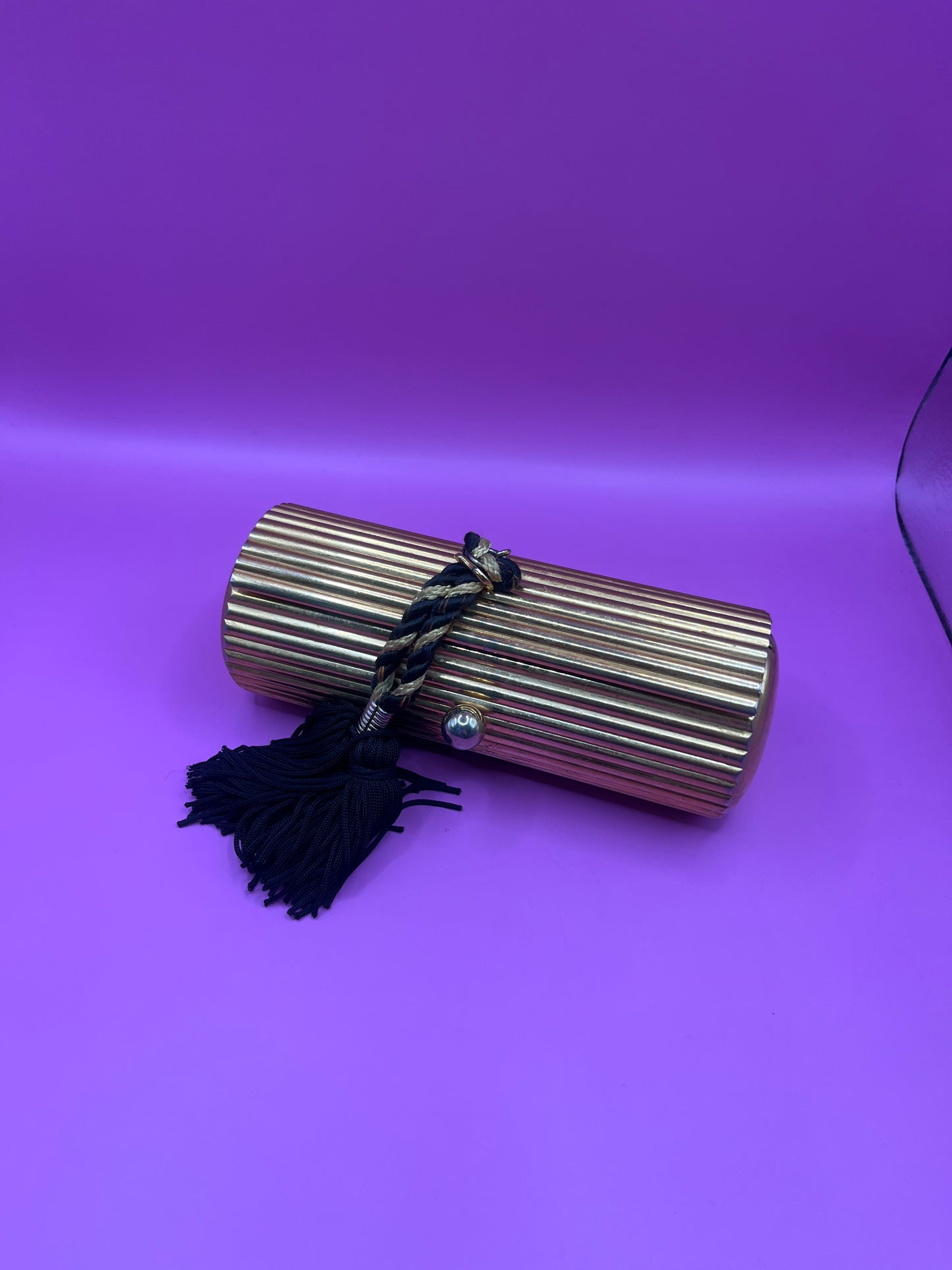 Rare Vintage Lancome Cylinder Evening Bag with Tassel Detail -SKU TUV #88560