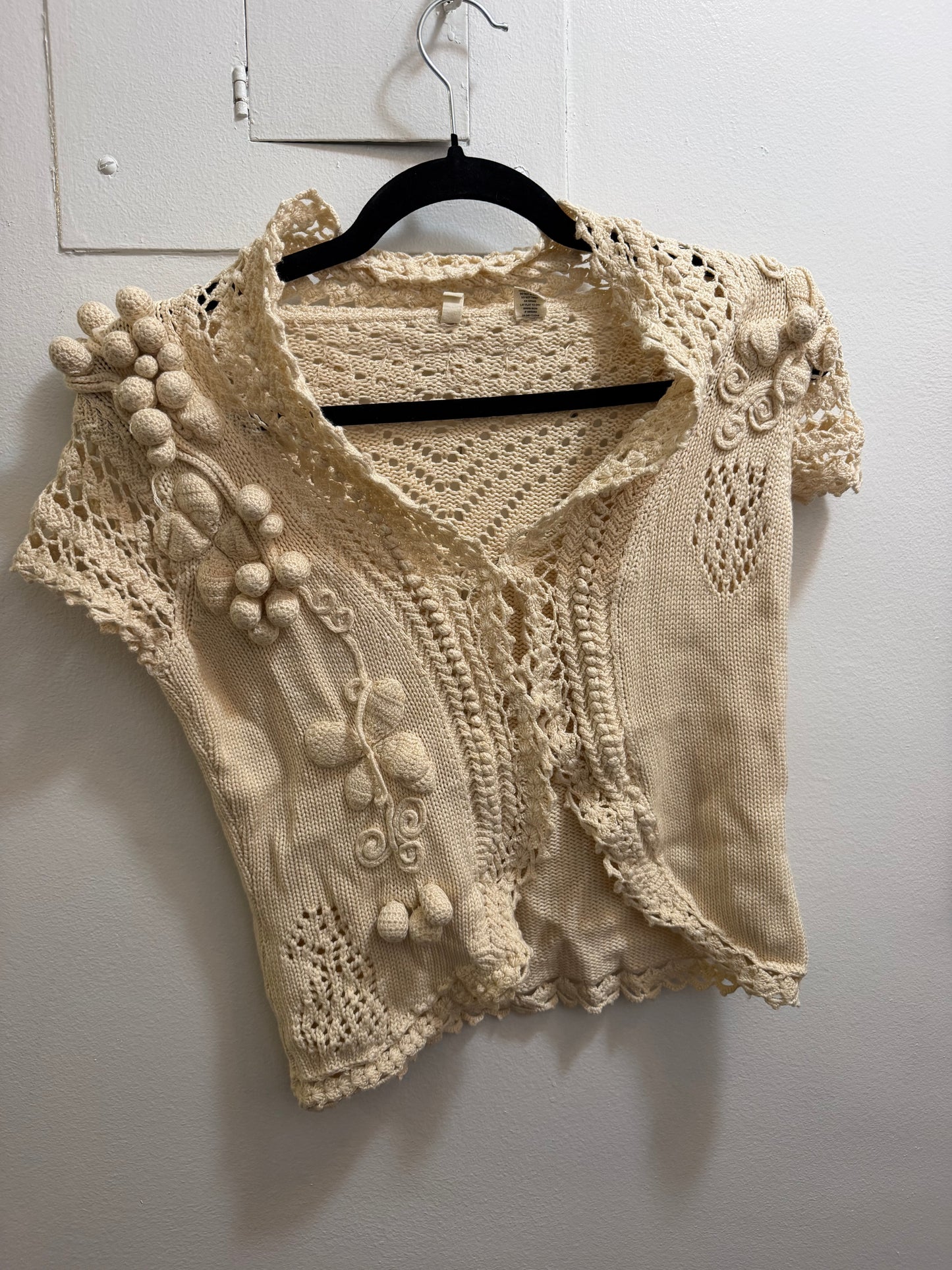 White crochet vest with butterflies - tuv #223245