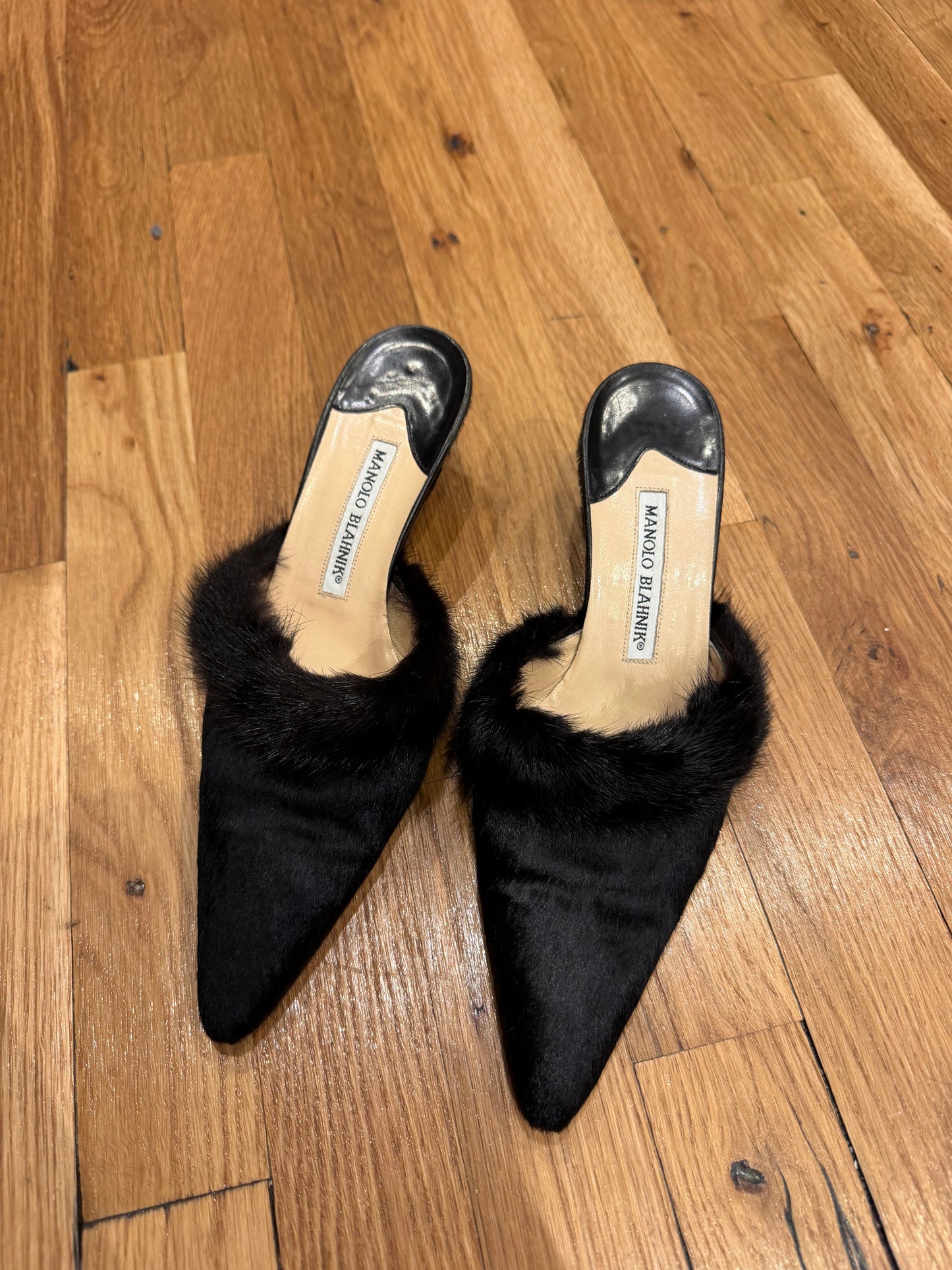 Ultra Rare vintage mink and pony hair Manolo Blahnik - TUV #314532 size 7/7.5
