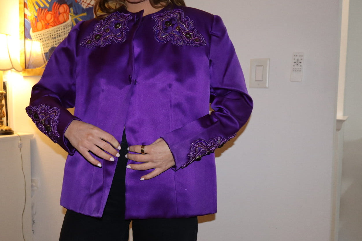 Vintage Purple Givenchy Embellished Blazer with Stunning Embroidery- size M - sku TUV #2000