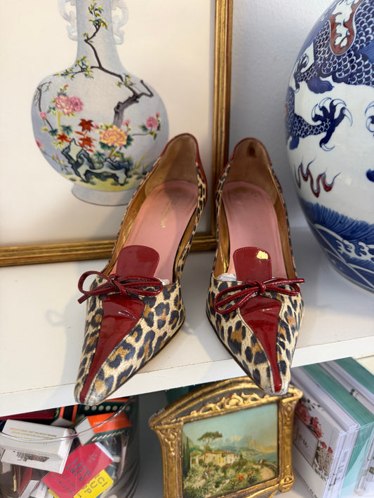 Dolce & Gabbana cheetah pumps with red bows - TUV #423412