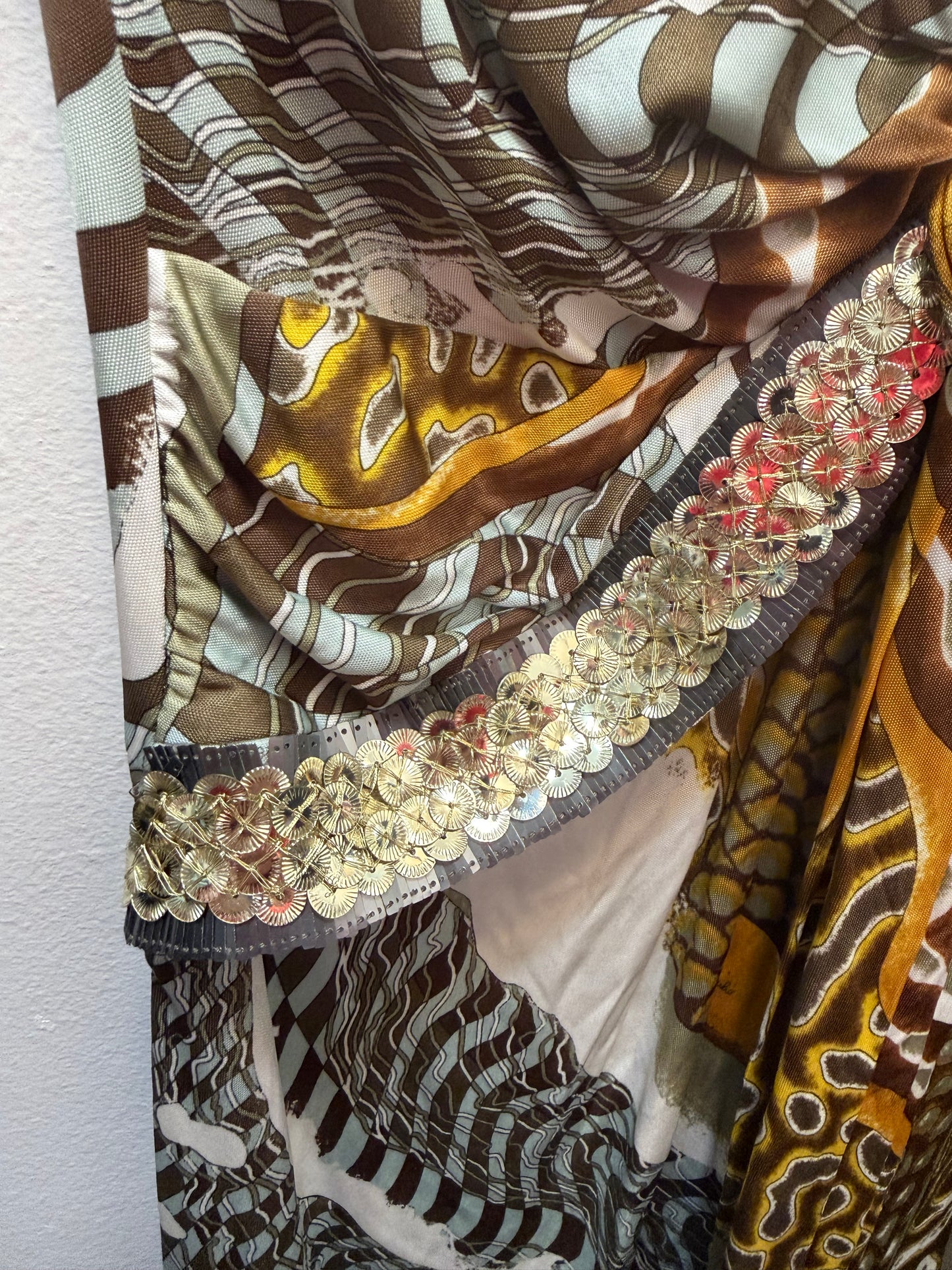 Vintage Emilio Pucci Abstract Jersey Dress with Sequin Details - US size 8 - sku tuv #94