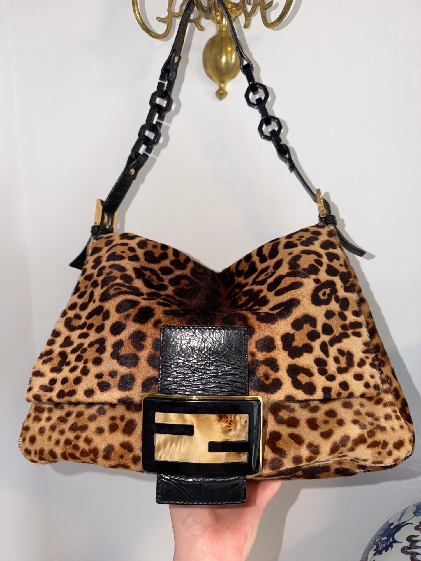 Rare Vintage Pony Hair Cheetah Mama Baguette
