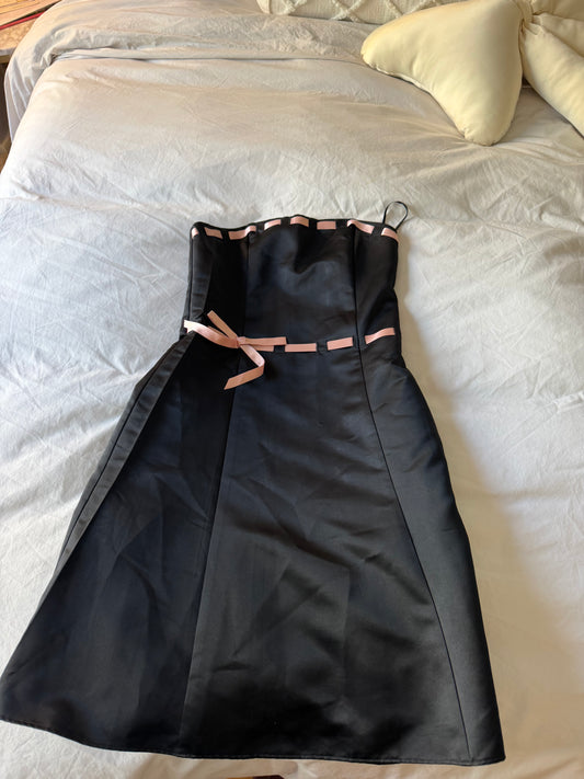 Jessica McClintock for Gunne Saxe black and pink strapless dress - SKU TUV #79