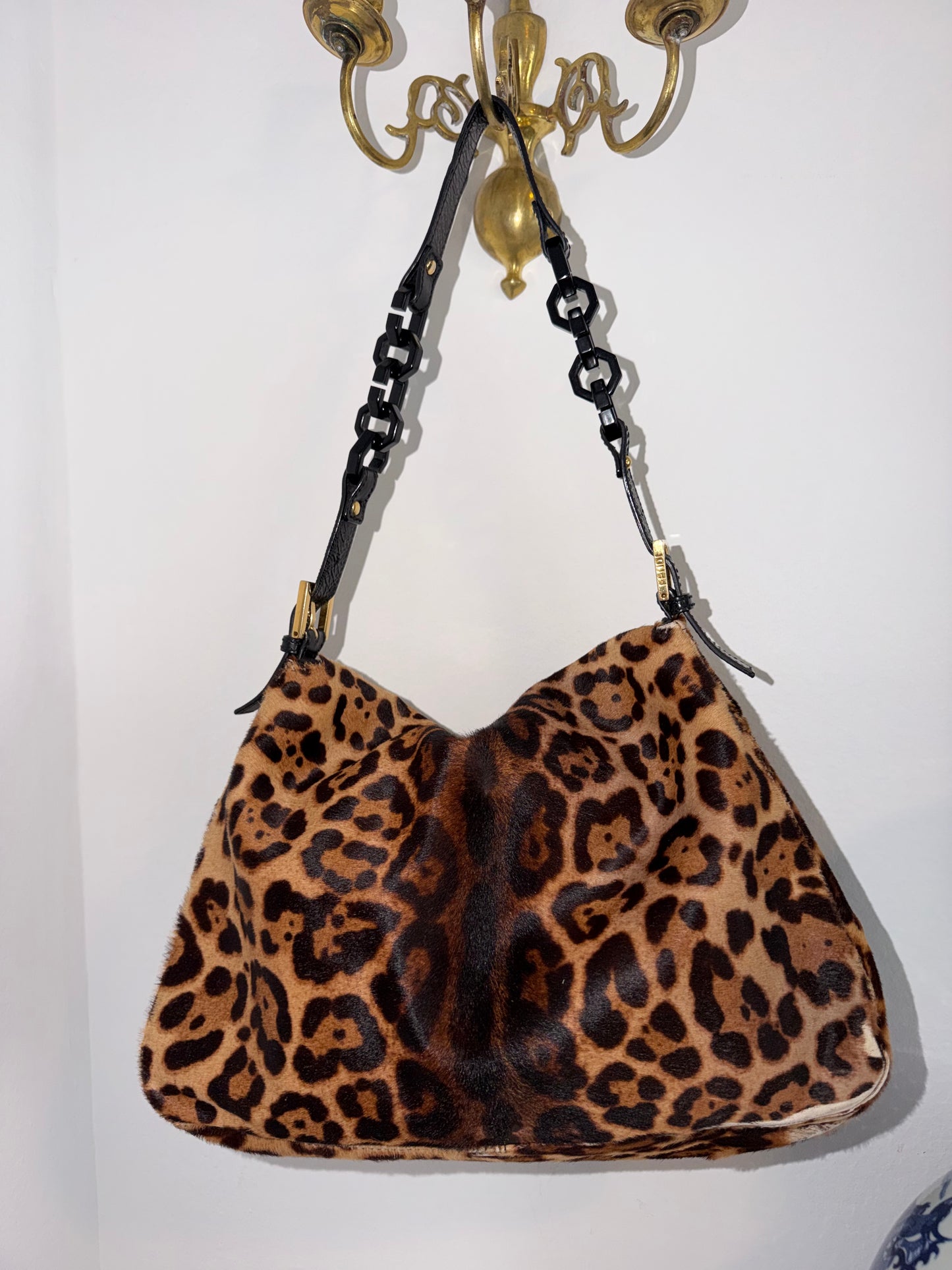 Rare Vintage Pony Hair Cheetah Mama Baguette