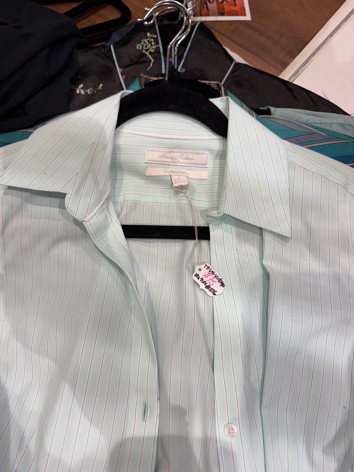 Brooks Brothers Sample (1 of 1) blue pinstripe button down size 6 - sku tuv #576