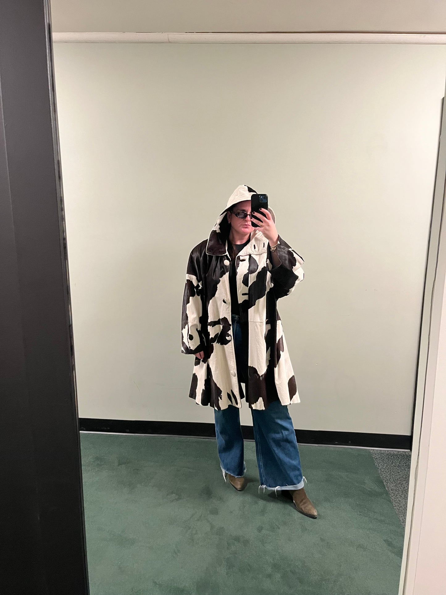 Mohl New York Fur Company Calf Hair Cow Hide Print Jacket with detachable hood - #7896