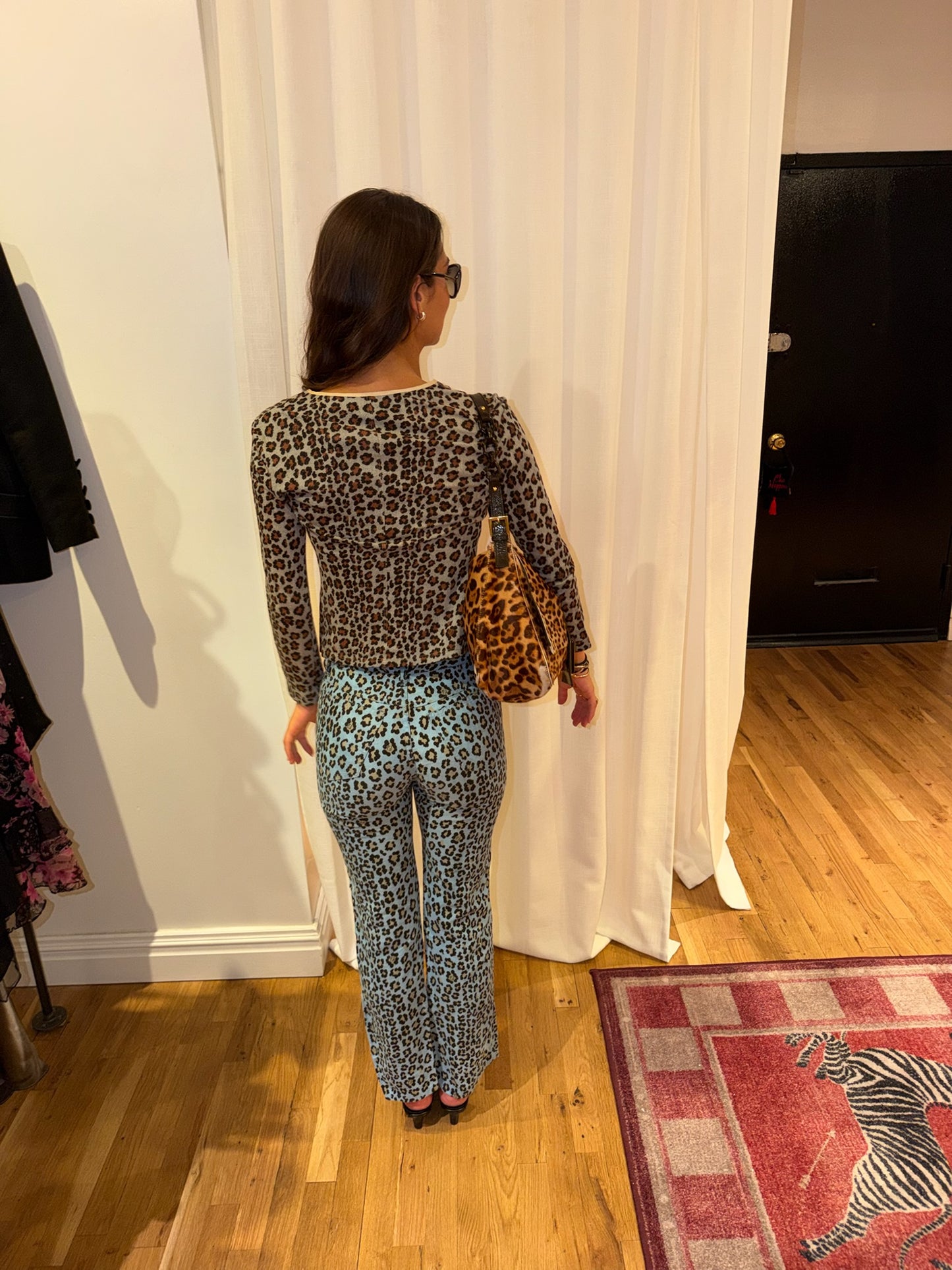 Blue Fendi Cheetah button down cardigan - SKU tuv #382