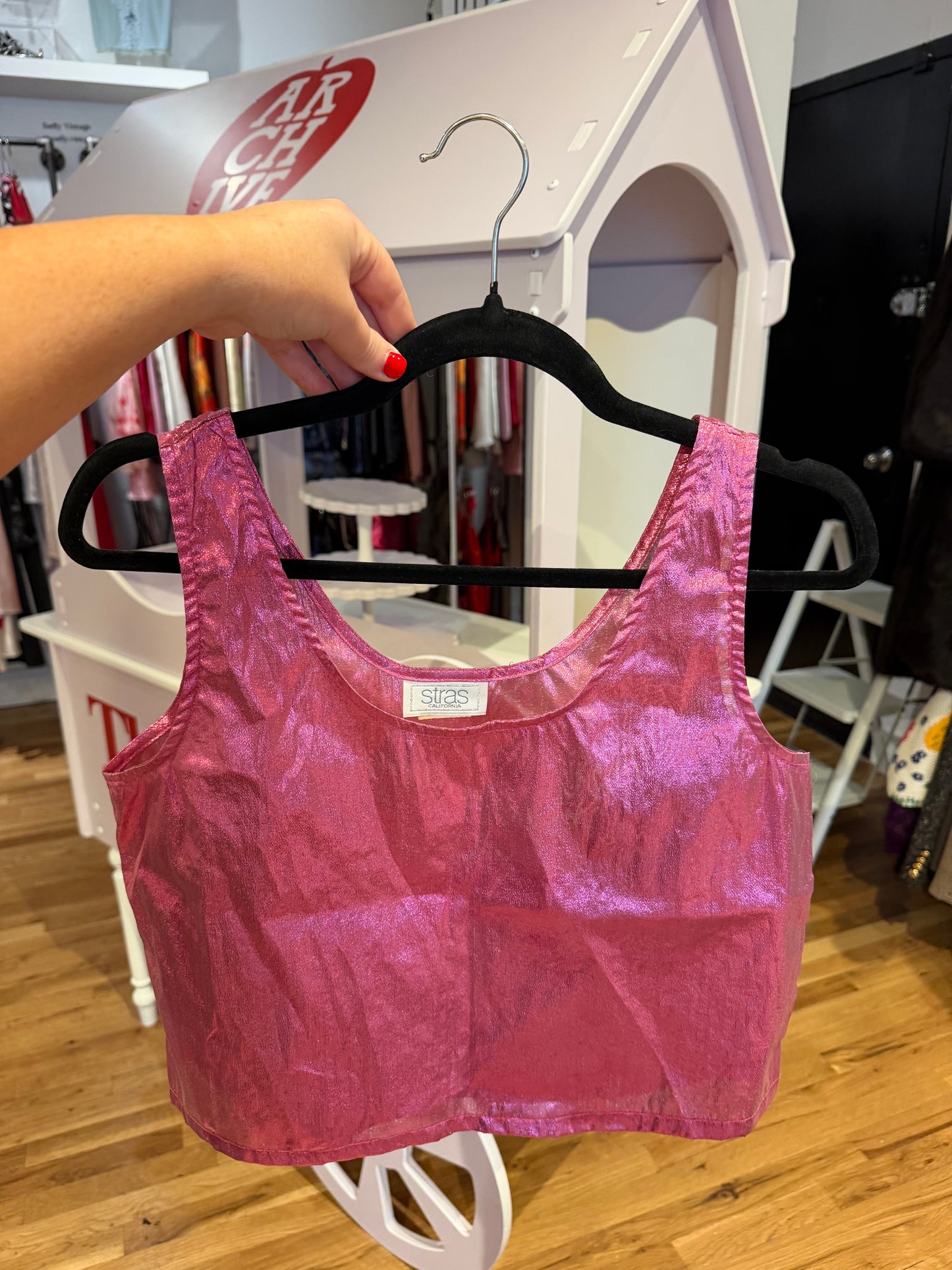 Glitter pink tank stras California - sku TUV #210