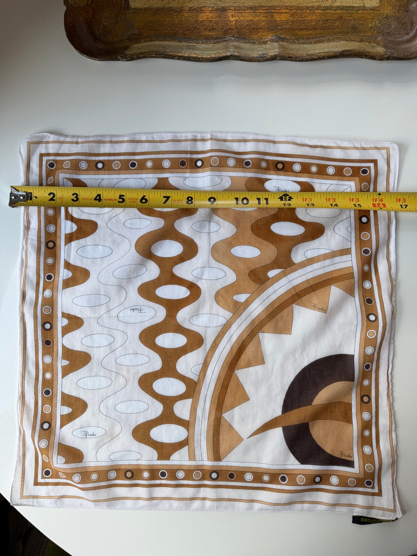 Vintage Emilio Pucci Brown/Mocha Cotton Scarf - 1960s/1970s era - sku TUV #8970